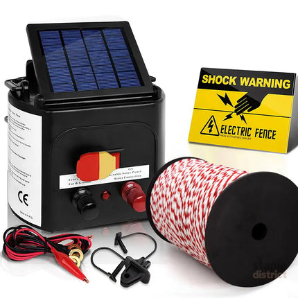 Giantz Fence Energiser 3KM Solar Powered Electric 500M Poly Rope - Pet Care > Farm Supplies > Fencing