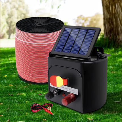 Giantz Fence Energiser 5KM Solar Powered Electric 1200M Poly Tape - Pet Care > Farm Supplies > Fencing