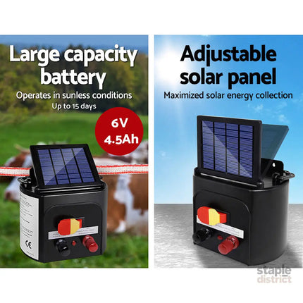 Giantz Fence Energiser 5KM Solar Powered Electric 400M Poly Tape Insulator - Pet Care > Farm Supplies > Fencing