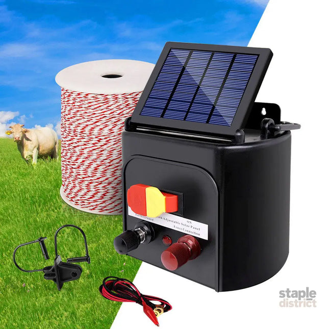 Giantz Fence Energiser 5KM Solar Powered Electric 500M Poly Wire Insulator - Pet Care > Farm Supplies > Fencing