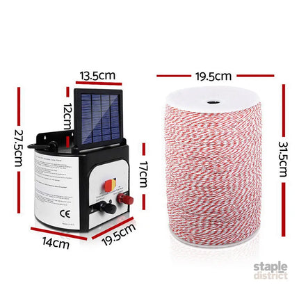 Giantz Fence Energiser 8KM Solar Powered Electric 2KM Poly Wire - Pet Care > Farm Supplies > Fencing