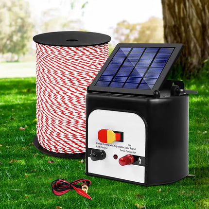 Giantz Fence Energiser 8KM Solar Powered Electric 500M Poly Rope - Pet Care > Farm Supplies > Fencing