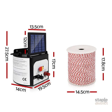 Giantz Fence Energiser 8KM Solar Powered Electric 500M Poly Wire Insulator - Pet Care > Farm Supplies > Fencing