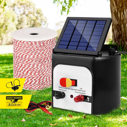 Giantz Fence Energiser 8KM Solar Powered Electric 500M Poly Wire Insulator - Pet Care > Farm Supplies > Fencing