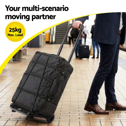 Giantz Folding Trolley Portable Hand Truck Lightweight Travel Luggage Black - Tools > Tools Storage > Utility Trolleys