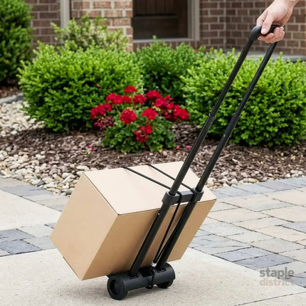 Giantz Folding Trolley Portable Hand Truck Lightweight Travel Luggage Black - Tools > Tools Storage > Utility Trolleys