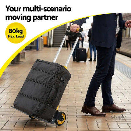 Giantz Folding Trolley Portable Hand Truck Lightweight Travel Luggage Silver - Tools > Tools Storage > Utility Trolleys