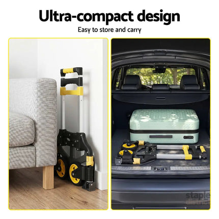 Giantz Folding Trolley Portable Hand Truck Lightweight Travel Luggage Silver - Tools > Tools Storage > Utility Trolleys