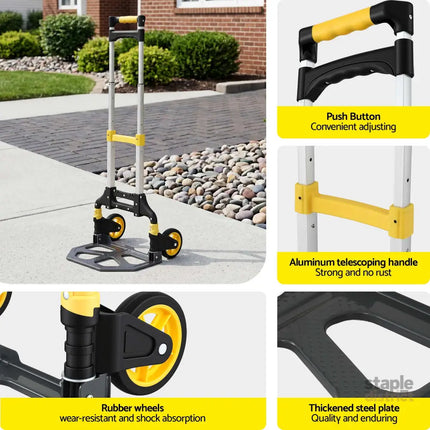Giantz Folding Trolley Portable Hand Truck Lightweight Travel Luggage Silver - Tools > Tools Storage > Utility Trolleys