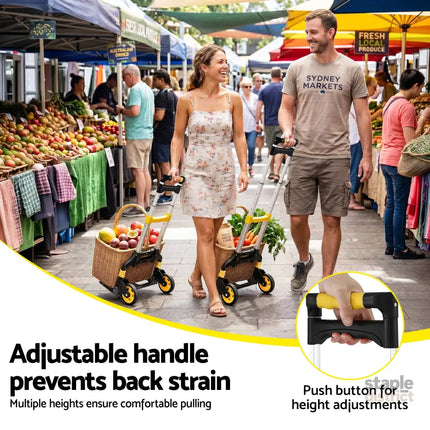 Giantz Folding Trolley Portable Hand Truck Lightweight Travel Luggage Silver - Tools > Tools Storage > Utility Trolleys