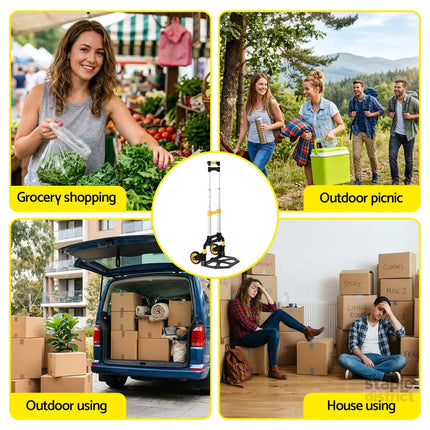 Giantz Folding Trolley Portable Hand Truck Lightweight Travel Luggage Silver - Tools > Tools Storage > Utility Trolleys