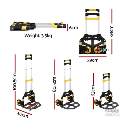 Giantz Folding Trolley Portable Hand Truck Lightweight Travel Luggage Silver - Tools > Tools Storage > Utility Trolleys