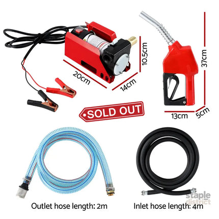 Giantz Fuel Transfer Pump Electric Diesel Kerosene Pump 12V DC 10GPM Nozzle Hose - Auto Accessories > Auto Accessories
