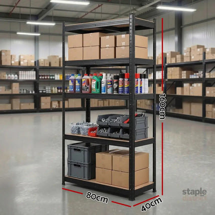 Giantz Garage Shelving 1.6X0.8m Warehouse Shelves Storage Rack Pallet Racking Black - Tools > Tools Storage > Wall