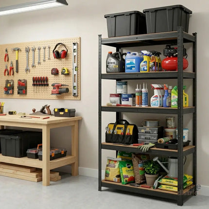 Giantz Garage Shelving 1.6X0.8m Warehouse Shelves Storage Rack Pallet Racking Black - Tools > Tools Storage > Wall