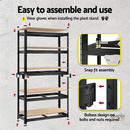 Giantz Garage Shelving 1.6X0.8m Warehouse Shelves Storage Rack Pallet Racking Black - Tools > Tools Storage > Wall
