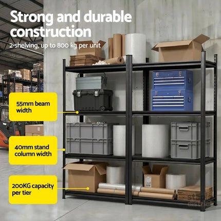 Giantz Garage Shelving 1.8X1.8m Warehouse Rack Storage Shelves Workshop Racks Steel - Tools > Tools Storage > Wall