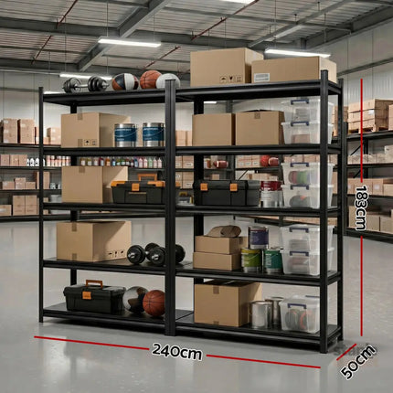Giantz Garage Shelving 2.4X1.8m Warehouse Rack Storage Shelves Workshop Racks Steel - Tools > Tools Storage > Wall