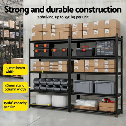 Giantz Garage Shelving 2.4X1.8m Warehouse Rack Storage Shelves Workshop Racks Steel - Tools > Tools Storage > Wall