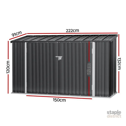 Giantz Garden Shed 2.22x0.91M Bike Sheds Outdoor Storage Tool Workshop House Shelter Double Door - Home & Garden >