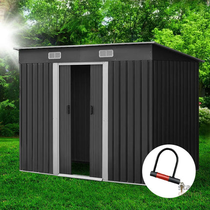 Giantz Garden Shed 2.38x1.31M Sheds Outdoor Storage Tool Metal Workshop Shelter Sliding Door - Home & Garden > Storage