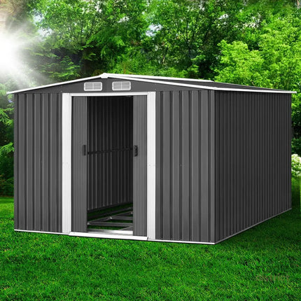 Giantz Garden Shed 2.58x3.14M w/Metal Base Sheds Outdoor Storage Workshop Shelter Sliding Door - Home & Garden >