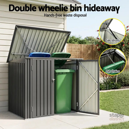 Giantz Garden Shed Wheelie Bin Storage Enclosure Outdoor Lockable Steel Cabinet - Home & Garden > Storage > Sheds