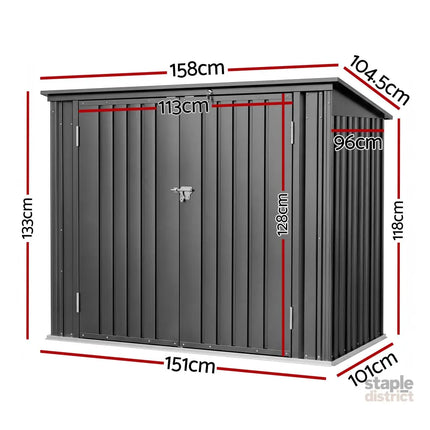 Giantz Garden Shed Wheelie Bin Storage Enclosure Outdoor Lockable Steel Cabinet - Home & Garden > Storage > Sheds