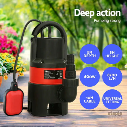 Giantz Garden Submersible Pump 400W Dirty Water Bore Tank Well Steel Sewerage - Tools > Pumps > Sewage Pumps