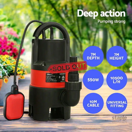 Giantz Garden Submersible Pump 550W Dirty Water Bore Tank Well?Steel Sewerage - Tools > Pumps > Sewage Pumps