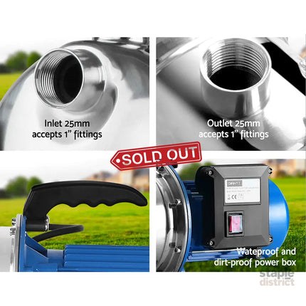 Giantz Garden Water Jet Pump High Pressure 1100W Tank Rain Farm Irrigation House - Tools > Pumps > Irrigation Pumps
