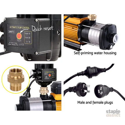 Giantz Garden Water Pump High Pressure 2000W Max 5-Stage Tank Irrigation Transfer Booster Pump Black - Tools > Pumps >