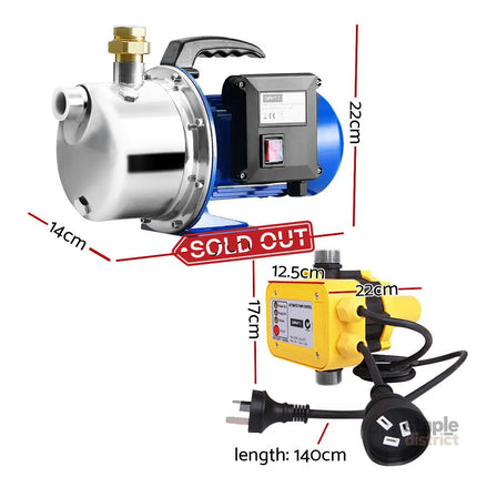 Giantz Garden Water Pump Jet High Pressure Controller Stage Irrigation Max. 4600L/H - Tools > Pumps > Irrigation Pumps