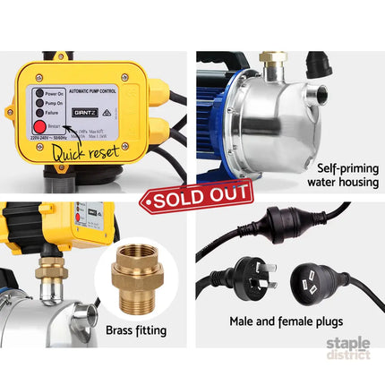 Giantz Garden Water Pump Jet High Pressure Controller Stage Irrigation Max. 4600L/H - Tools > Pumps > Irrigation Pumps
