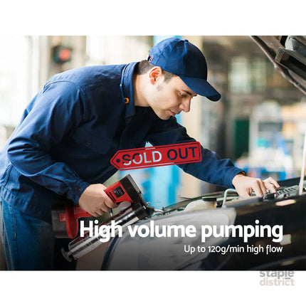 Giantz Grease Gun Cordless 20v 450g 9000PSI 76cm Hose Electric Battery Cartridge - Tools > Power Tools > Outdoor Power