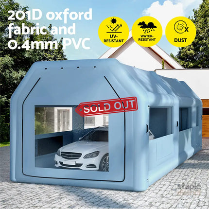 Giantz Inflatable Spray Booth 10X5M Car Paint Tent Filter System 2 Blowers - Auto Accessories > Auto Accessories Others