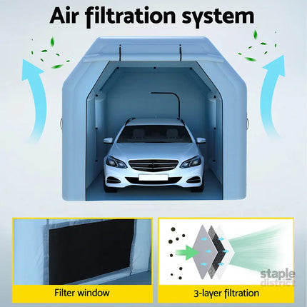 Giantz Inflatable Spray Booth 4X3M Car Paint Tent Filter System Blower - Auto Accessories > Auto Accessories Others >