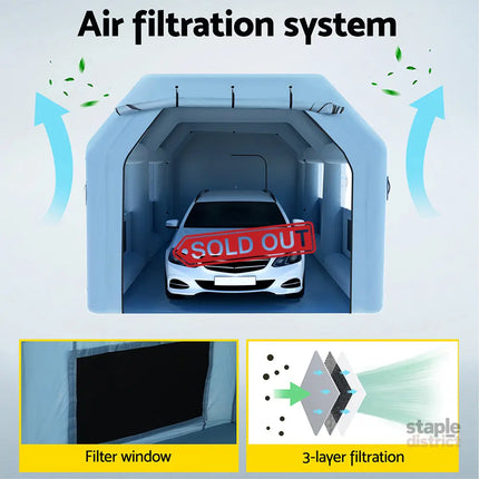 Giantz Inflatable Spray Booth 8.5X4.8M Car Paint Tent Filter System 2 Blowers - Auto Accessories > Auto Accessories
