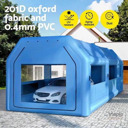 Giantz Inflatable Spray Booth Car Paint Tent 1000X500X350cm 2 Blowers Filter Mobile Garage Workstation - Auto
