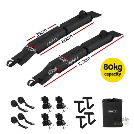 GIANTZ Kayak Roof Rack for Car Universal Soft Roof Rack Pads for Surfboard SUP Canoe Roof Bars for SUV Sedan without