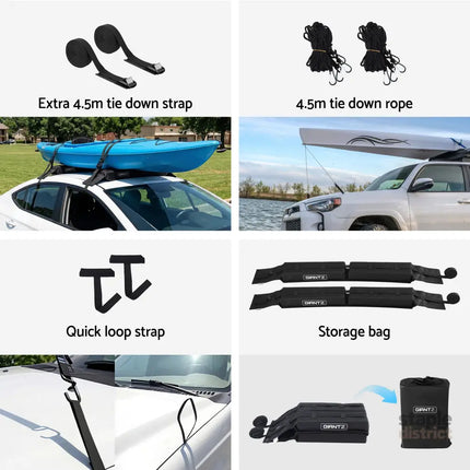 GIANTZ Kayak Roof Rack for Car Universal Soft Roof Rack Pads for Surfboard SUP Canoe Roof Bars for SUV Sedan without