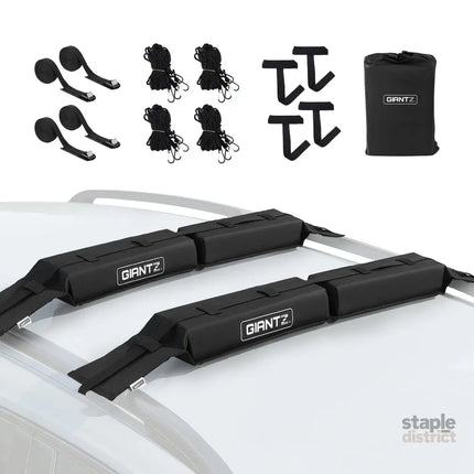 GIANTZ Kayak Roof Rack for Car Universal Soft Roof Rack Pads for Surfboard SUP Canoe Roof Bars for SUV Sedan without