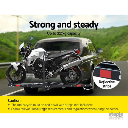 Giantz Motorcycle Motorbike Carrier Rack Ramp 2’’Towbar Adjustable Height Black,Giantz Motorcycle Motorbike Carrier