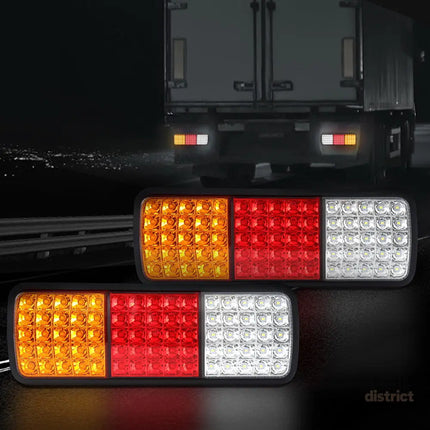 Giantz Pair 75 LED Tail Lights Stop Reverse Indicator 12V Ute Trailer Caravan Truck Boat - Outdoor Recreation > Boating