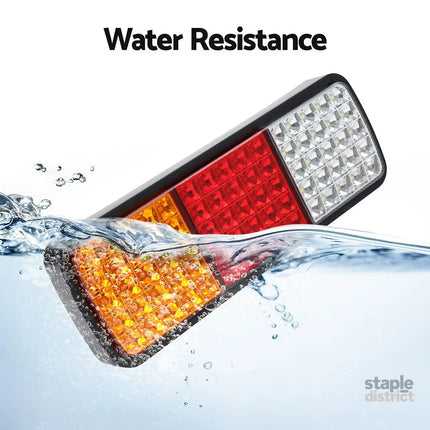 Giantz Pair 75 LED Tail Lights Stop Reverse Indicator 12V Ute Trailer Caravan Truck Boat - Outdoor Recreation > Boating
