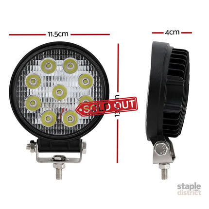 Giantz Pair LED Driving Lights 4.5 Inch Flood Spot Lights Car Truck SUV 12V 24V - Auto Accessories > Auto Accessories