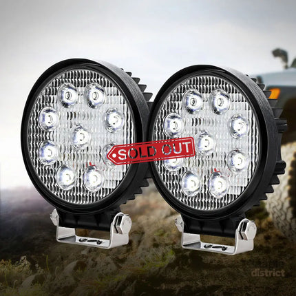 Giantz Pair LED Driving Lights 4.5 Inch Flood Spot Lights Car Truck SUV 12V 24V - Auto Accessories > Auto Accessories