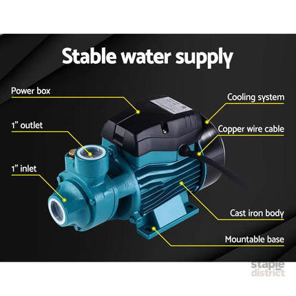 Giantz Peripheral Water Pump Garden Boiler Car Wash Auto Irrigation House QB60 - Tools > Pumps > Irrigation Pumps