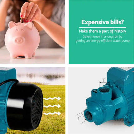 Giantz Peripheral Water Pump Garden Boiler Car Wash Auto Irrigation QB80 Black - Tools > Pumps > Irrigation Pumps