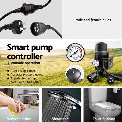 Giantz Peripheral Water Pump Garden Boiler Car Wash Auto Irrigation QB80 Black - Tools > Pumps > Irrigation Pumps